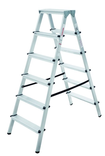 Стремянка алюминиевая двухсторонняя Новая Высота 6 ступеней (арт. 1120206) от магазина ЛесКонПром.ру