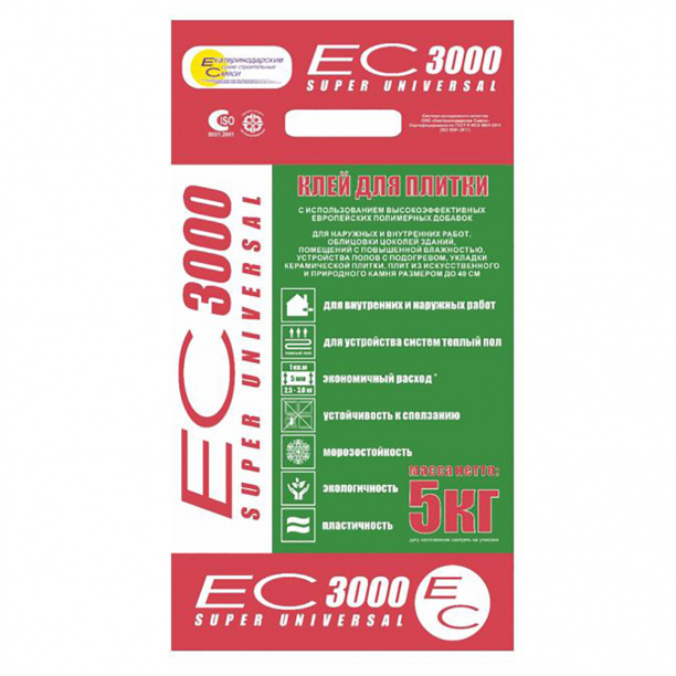 Клей для плитки ЕС 3000, 5 кг от магазина ЛесКонПром.ру
