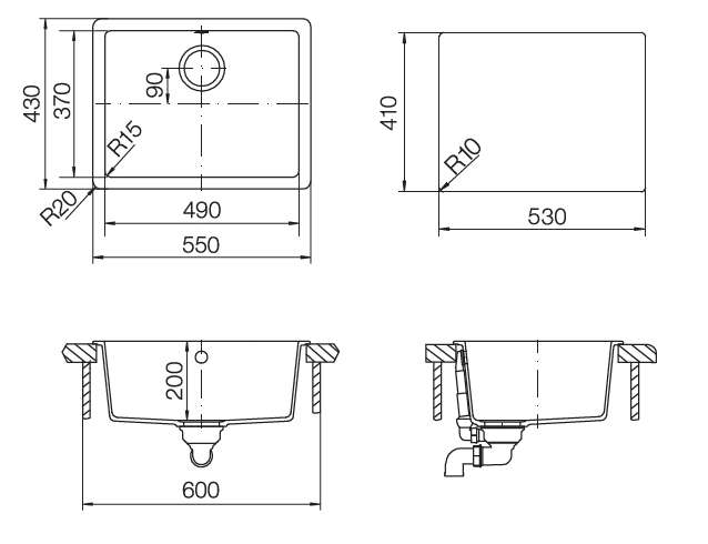 Кухонная мойка QUADRO 60 CRISTALITE 700517 SCHOCK от магазина ЛесКонПром.ру