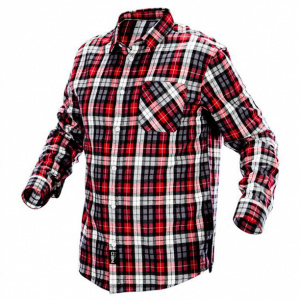 Рубашка мужская NEO Tools фланелевая рост 188-194 XL красно-серо-белая клетка