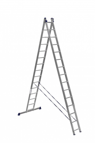 Лестница алюминиевая двухсекционная полупрофессиональная  Алюмет 2x15 арт.6215 от магазина ЛесКонПром.ру
