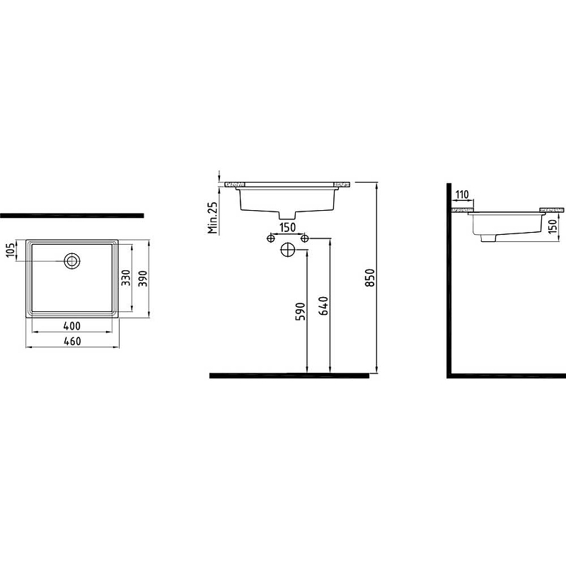 Раковина Bien Infinitum 46 INLA04001FD0W5000 Белая от магазина ЛесКонПром.ру
