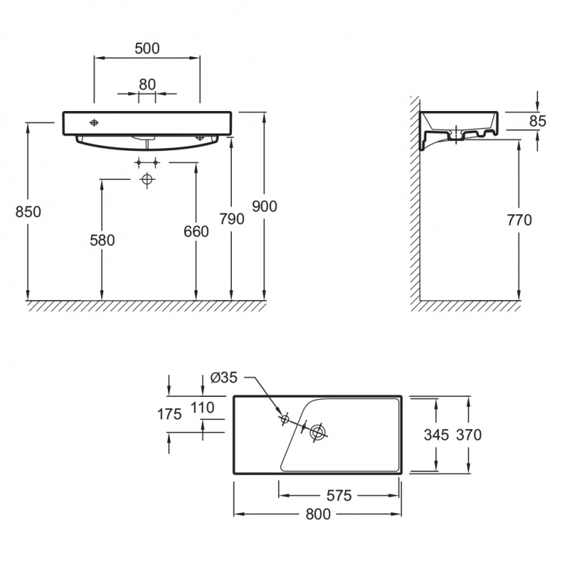 Раковина Jacob Delafon Rythmik 80 EXP112-00 Белая от магазина ЛесКонПром.ру