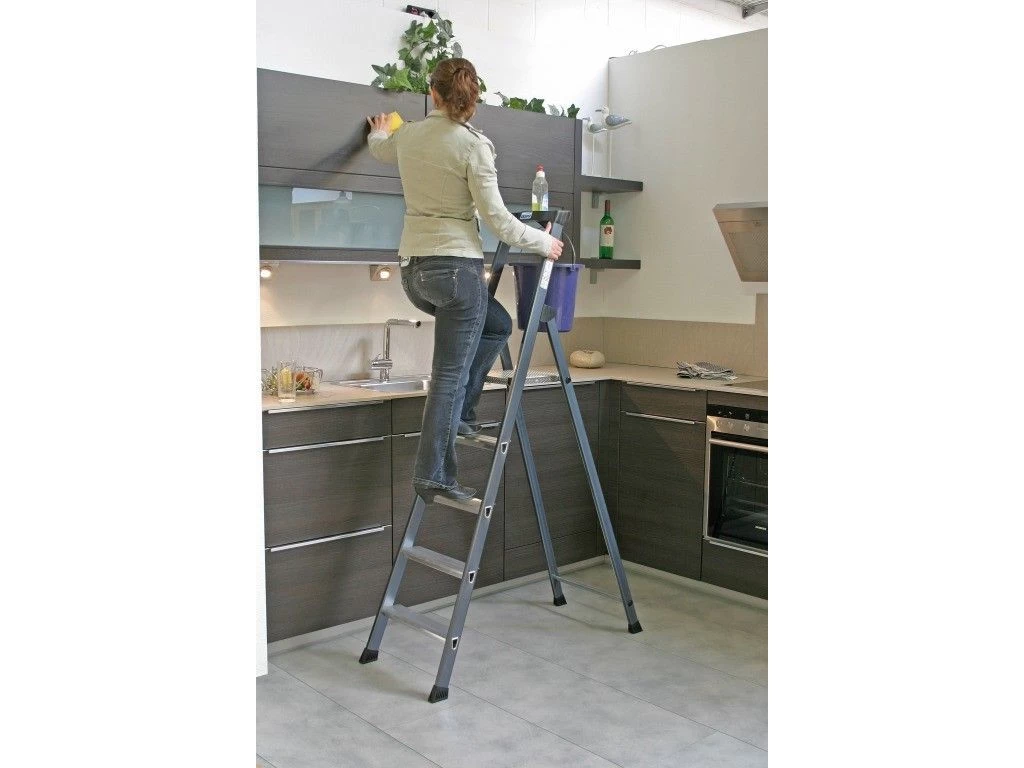 Стремянка алюминиевая анодированная Krause Sepro S 4 ступени (арт. 124180) от магазина ЛесКонПром.ру