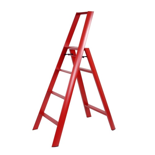 Стремянка алюминиевая HASEGAWA 4 ступенчатая Lucano красная арт. ML 4.0-4RD от магазина ЛесКонПром.ру