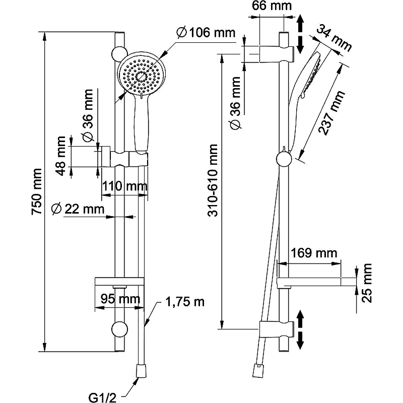 Душевой гарнитур Swedbe Harmony 5010 Хром от магазина ЛесКонПром.ру
