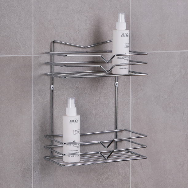 Полка сетчатая ЧМЗ Киса 2-ярусная прямая хром от магазина ЛесКонПром.ру