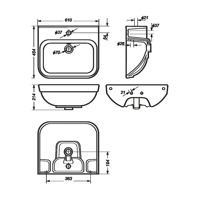 Раковина Sanita Luxe Next 60 NXTSLWB01 Белая от магазина ЛесКонПром.ру