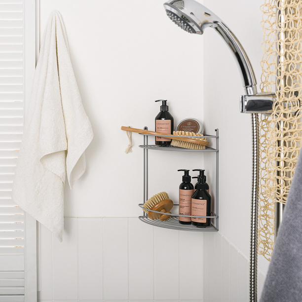 Полка сетчатая ЧМЗ 2-ярусная угловая серая от магазина ЛесКонПром.ру