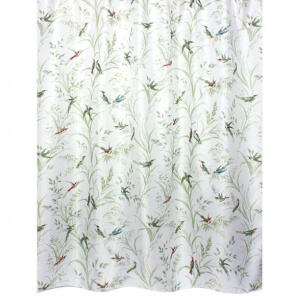 Штора для ванной BATH PLUS Birds 180х200 см текстиль бело-зеленая