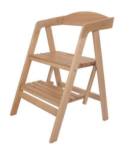 Стремянка-стул деревянная с широкими ступенями Hoz-Block Микки-Трон 2 ступени Светлая (арт. СДМТС-3С) от магазина ЛесКонПром.ру