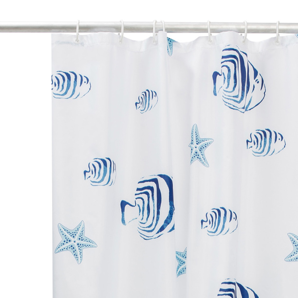 Штора для ванной IDDIS Рыбки 200х180 см текстиль бело-синий от магазина ЛесКонПром.ру