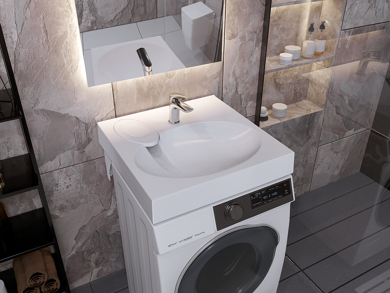 Раковина Paola Liguria 60x60 на стиральную машину Белая глянцевая от магазина ЛесКонПром.ру