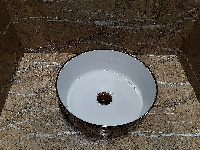 Раковина-чаша CeramaLux 37 C1055 Бело-золотая от магазина ЛесКонПром.ру