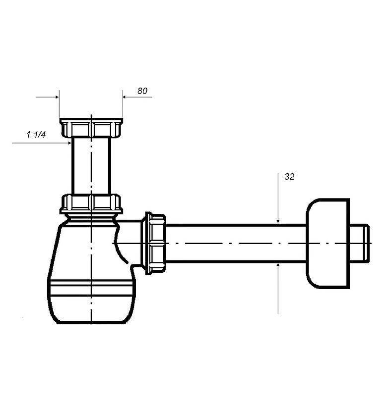 Сифон для раковины Hatria Specials YXZ801 Хром от магазина ЛесКонПром.ру