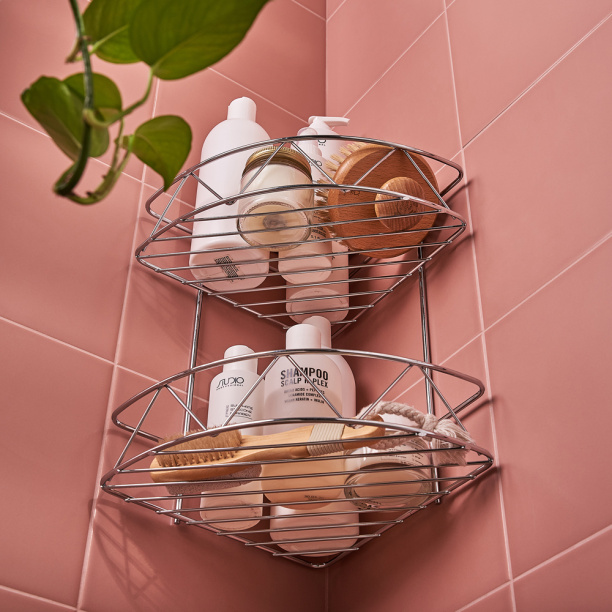 Полка сетчатая ЧМЗ Зигзаг 2-ярусная угловая хром от магазина ЛесКонПром.ру