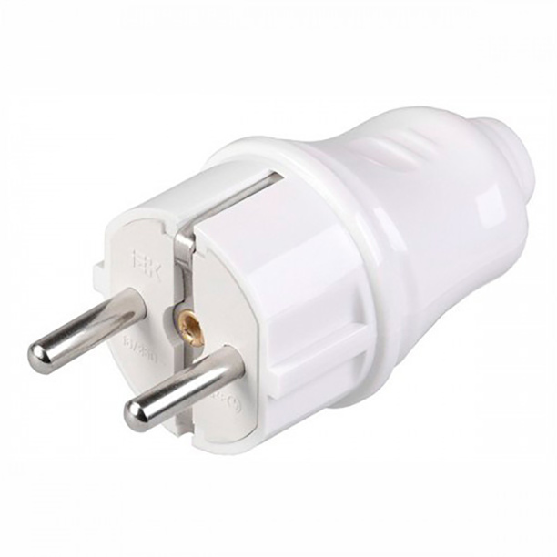 Вилка с заземлением белая IEK от магазина ЛесКонПром.ру