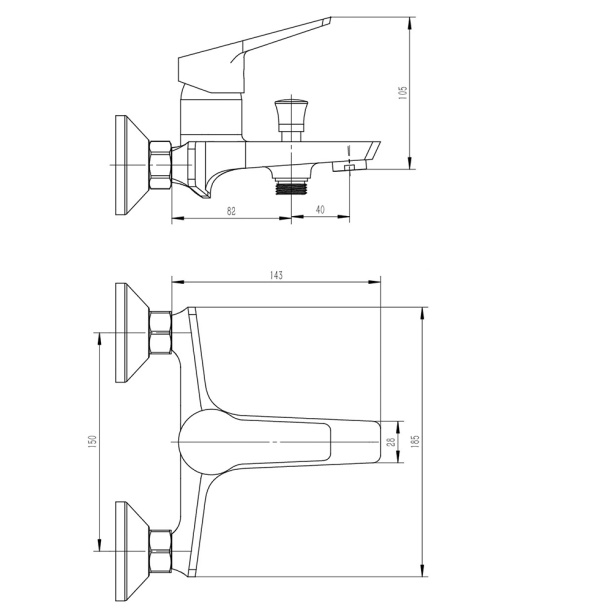 Смеситель для ванны Esko Murano хром от магазина ЛесКонПром.ру