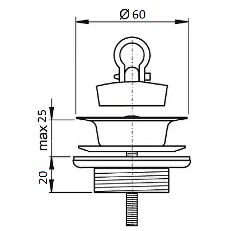 Выпуск для раковины CeramaLux с пробкой Хром от магазина ЛесКонПром.ру