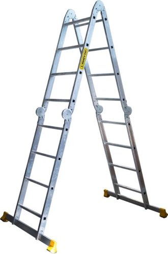 Алюминиевая профессиональная  четырехсекционная шарнирная лестница трансформер TWI 444 АЛЮМЕТ от магазина ЛесКонПром.ру