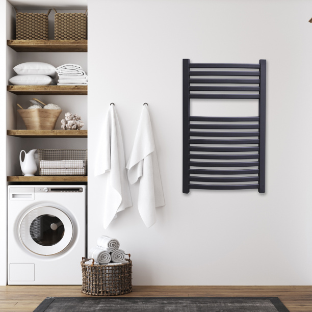 Полотенцесушитель водяной FLUMEN SE 500х800 мм стальной черный от магазина ЛесКонПром.ру