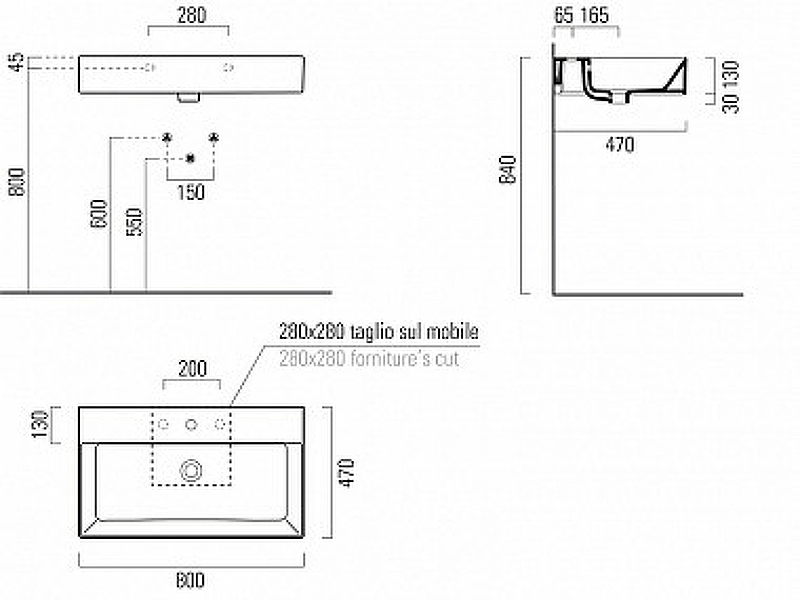 Раковина GSI Kube X 80 9422111 Белая от магазина ЛесКонПром.ру