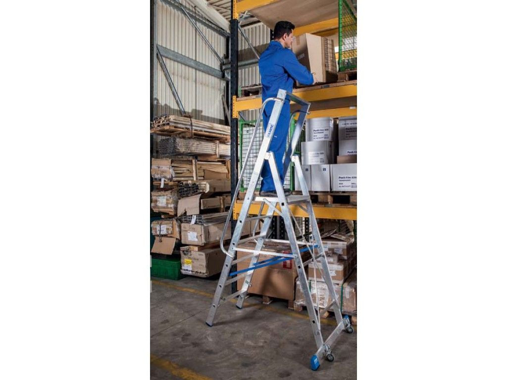 Стремянка алюминиевая Krause Stabilo с большой площадкой 7 ступеней (арт. 127778) от магазина ЛесКонПром.ру