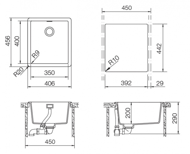 Кухонная мойка BROOKLYN 45 CRISTALITE 700879 от магазина ЛесКонПром.ру