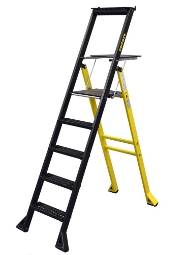 Алюминиевая сверхпрочная стремянка Centaure 5 ступеней MISTER T с откидной полкой арт.449205 от магазина ЛесКонПром.ру