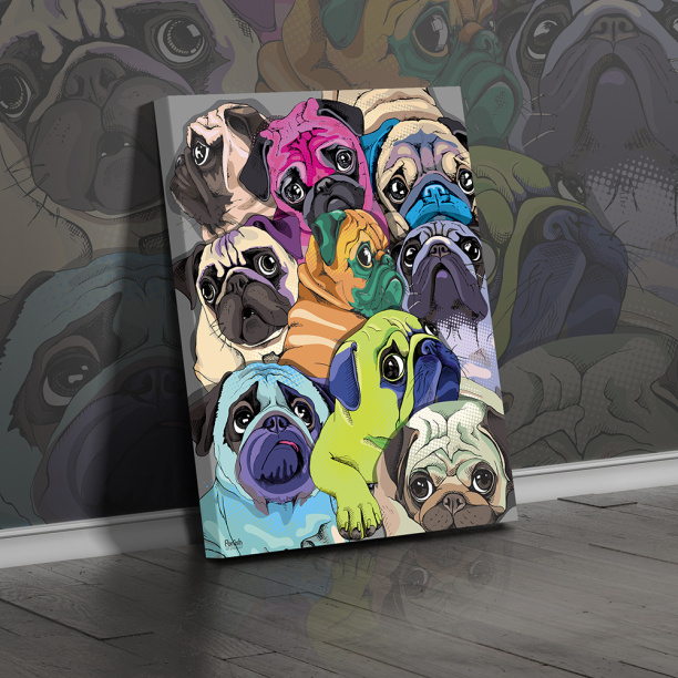 Канвас 40х50 см Мопсы от магазина ЛесКонПром.ру