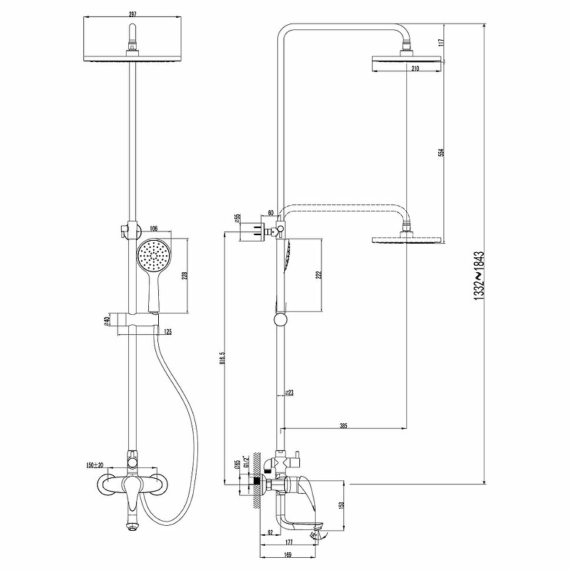 Душевая система Lemark Poseidon LM4262C Хром от магазина ЛесКонПром.ру