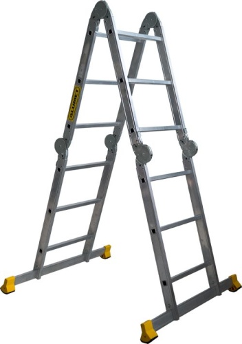 Алюминиевая профессиональная  четырехсекционная шарнирная лестница трансформер TWI 433 АЛЮМЕТ от магазина ЛесКонПром.ру