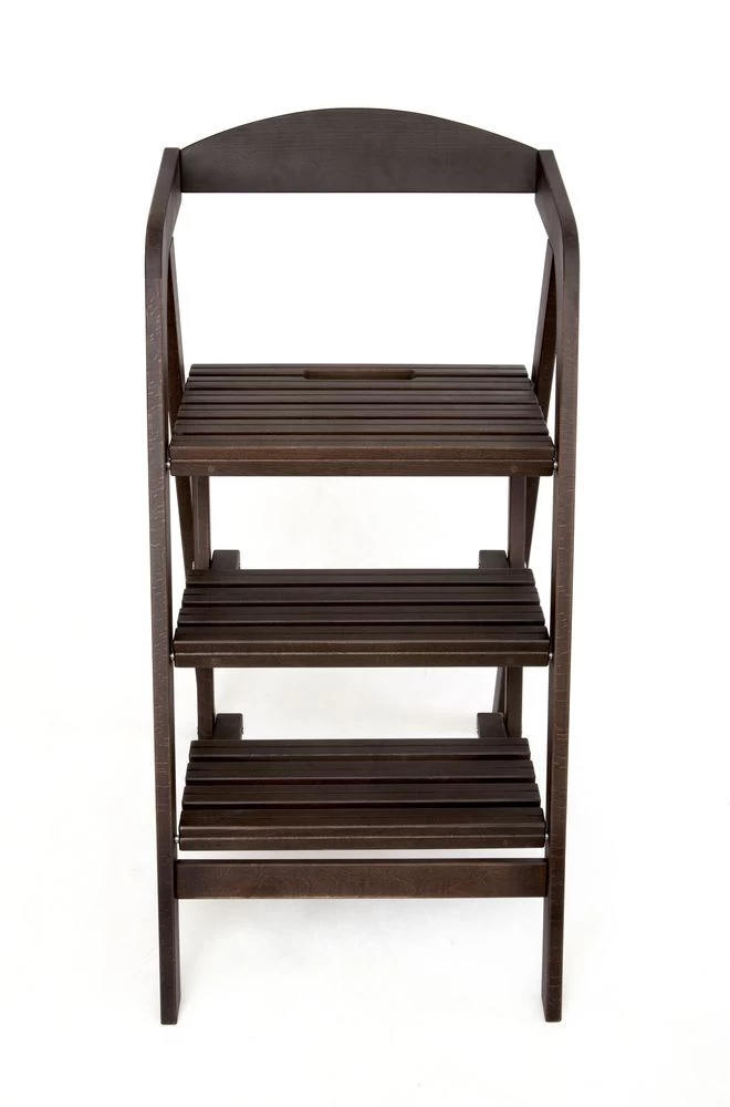 Стремянка-стул деревянная с широкими ступенями Hoz-Block Микки-Трон 3 ступени Венге (арт. СДМТС-3В) от магазина ЛесКонПром.ру