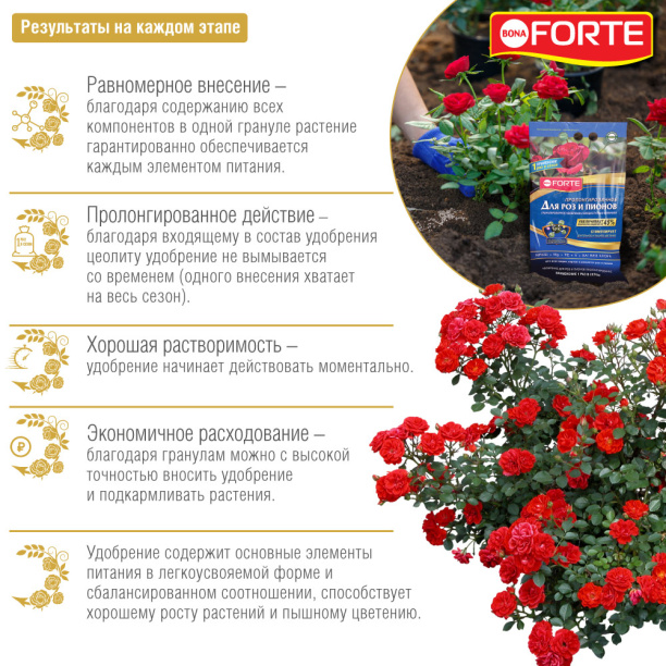 Удобрение для роз и пионов без нитратов и хлора Bona Forte 2,5 кг от магазина ЛесКонПром.ру