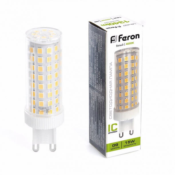 Светодиодная лампа Feron 15 Вт G9 220 В дневной от магазина ЛесКонПром.ру