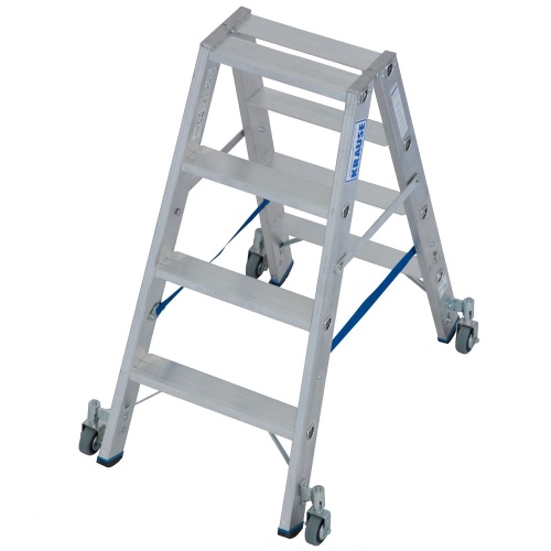 Стремянка алюминиевая двухсторонняя Krause Stabilo с роликами 2х4 ступени (арт. 124821) от магазина ЛесКонПром.ру