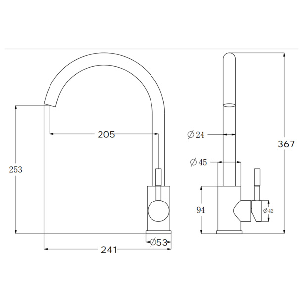 Смеситель для кухни Esko K45 черный от магазина ЛесКонПром.ру