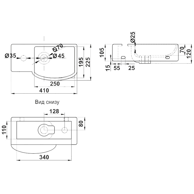 Раковина Melana 41 MLN-7947AR Белая от магазина ЛесКонПром.ру