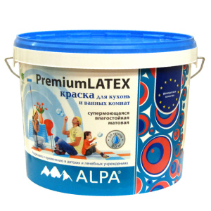 Краска для кухни и ванной комнаты ALPA PremiumLatex (база A) 2 л белая