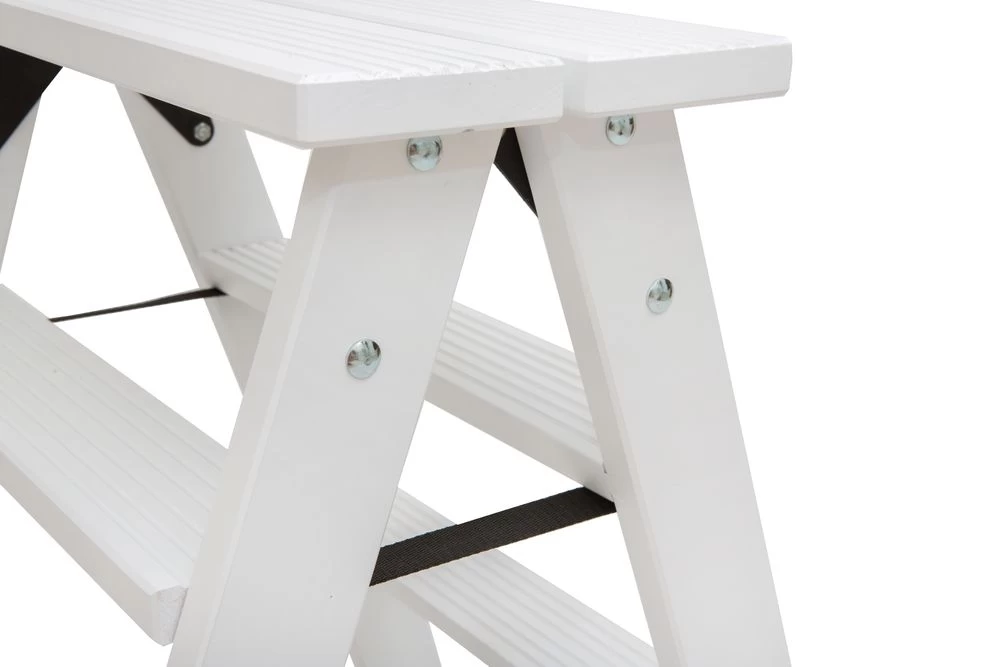 Стремянка двухсторонняя деревянная Hoz-Block Марк 4 ступени Белая (арт. ДДС-4Б) от магазина ЛесКонПром.ру