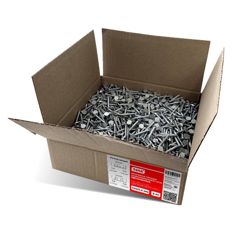 Гвоздь ершенный удлиненный TSTN 45х3,5 Zn 5 кг от магазина ЛесКонПром.ру