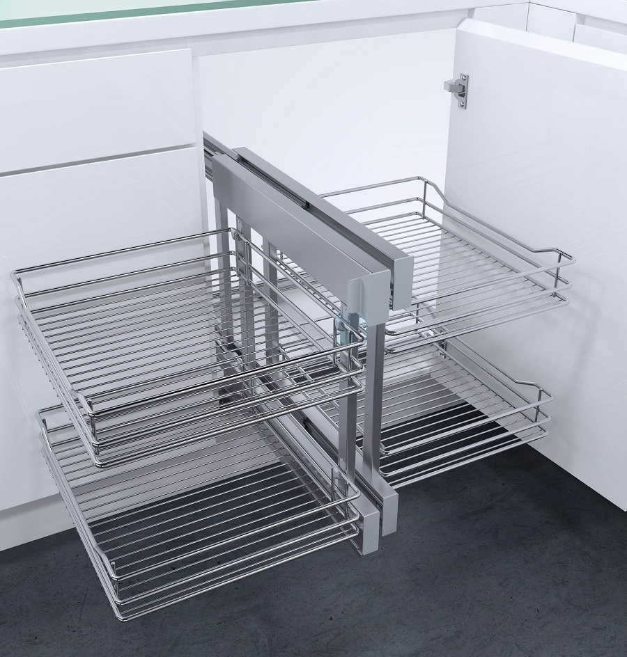 Волшебный уголок COR FLEX CLASSIC, распашной фасад 450 мм, хром VAUTH-SAGEL  купить в ЛесКонПром.ру. Продажа по оптовой цене со склада в Москве.  Доставка в сроки.