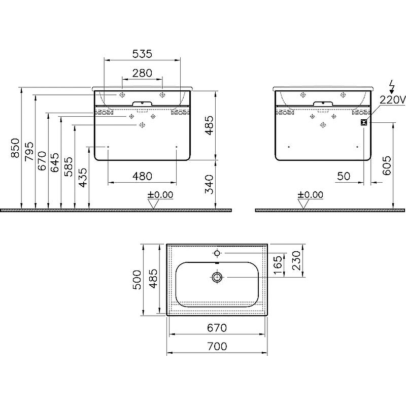 Раковина Vitra D-Light 70 5919B003-0001 Белая от магазина ЛесКонПром.ру