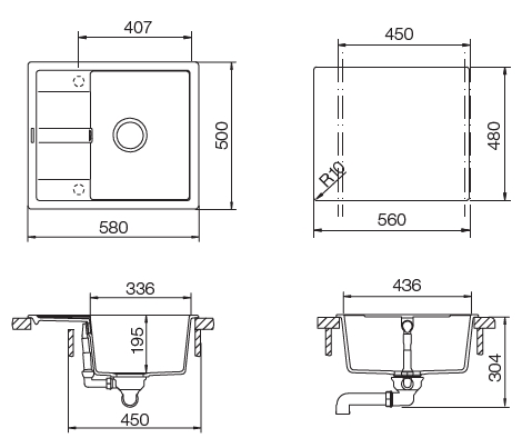 Кухонная мойка OPTIMA 45D CRISTALITE 700789 SCHOCK от магазина ЛесКонПром.ру