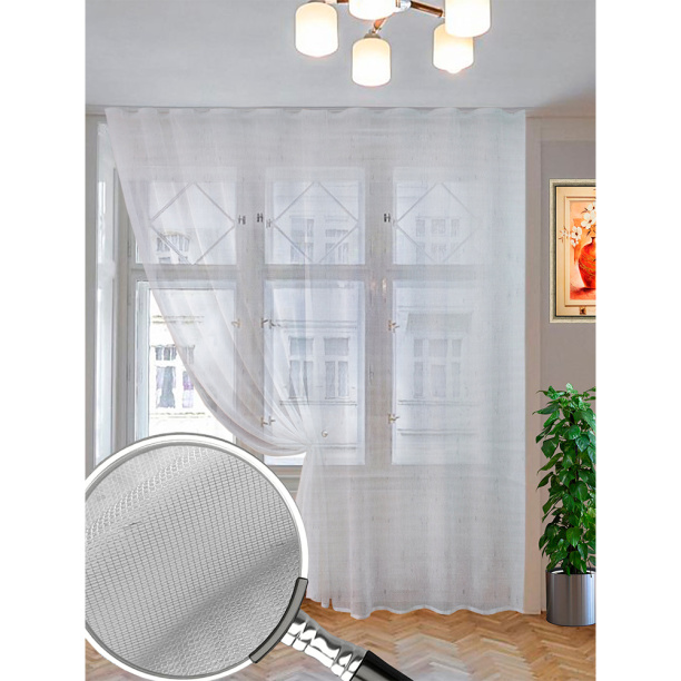 Штора-тюль Салерно 300х285 см белая от магазина ЛесКонПром.ру