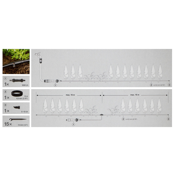 Комплект для полива для живой изгороди Gardena от магазина ЛесКонПром.ру