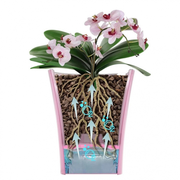 Кашпо для орхидей пластиковое Арте-Дея розовое d16,5 см h15 см 2 л от магазина ЛесКонПром.ру