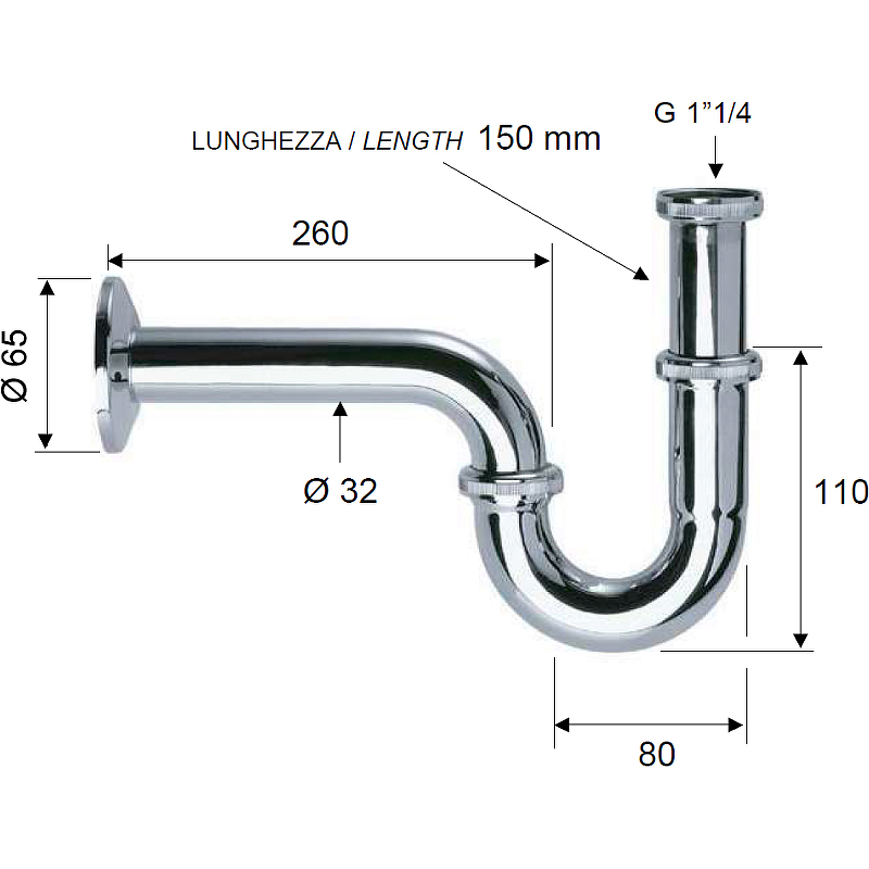 Сифон для раковины Remer 977114 Хром от магазина ЛесКонПром.ру