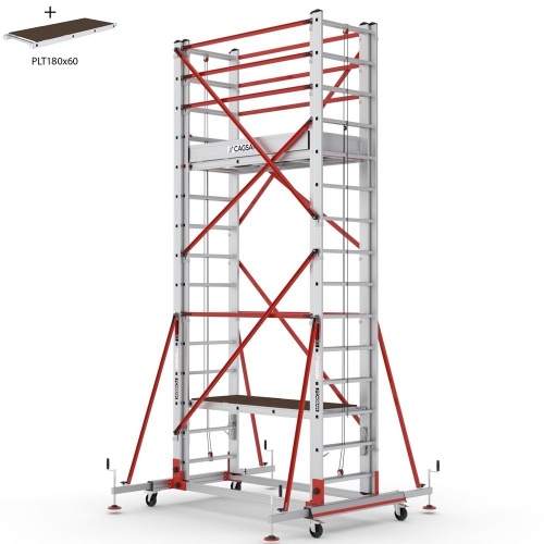 Телескопическая вышка-тура TeleSafe XLN Cagsan из двух модулей 2Х15 Ступенчатая со стабилизаторами (арт.S008_XLN) от магазина ЛесКонПром.ру