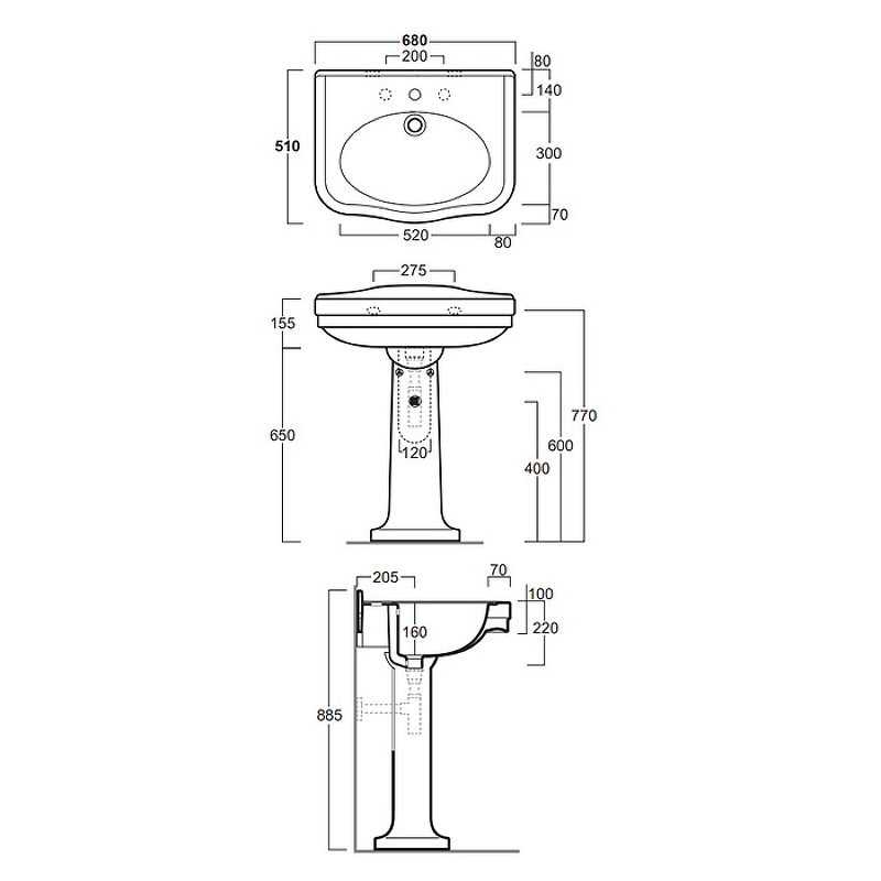 Раковина Simas Londra 68 LO924bi*1 Белая от магазина ЛесКонПром.ру